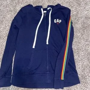 GAP Sweaters Gap Zipup Navy Blue Rainbow Hoodie Poshmark